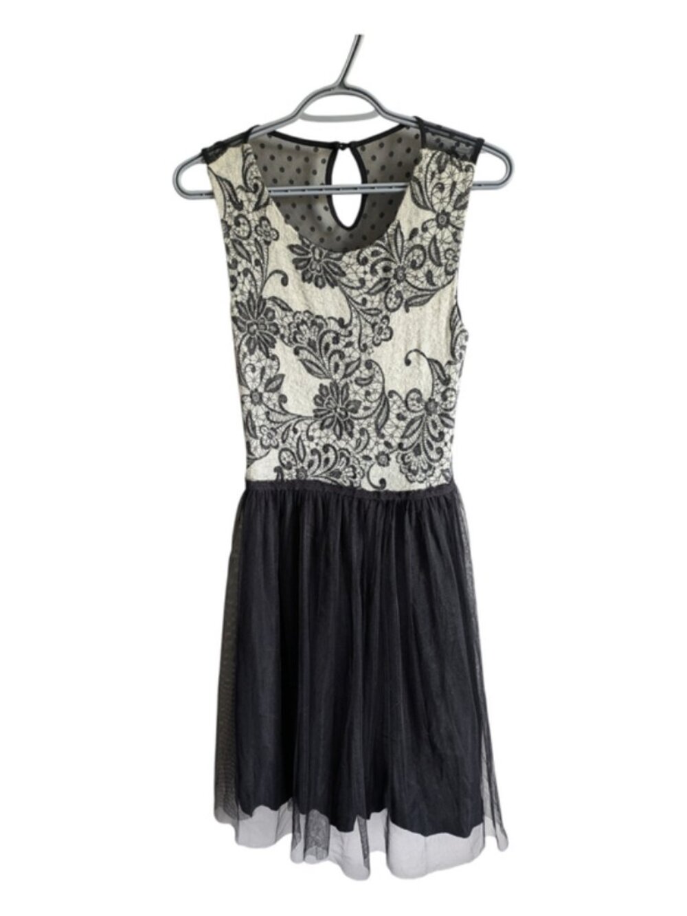 Weston Wear Anthropologie Dulcie Tulle Knit High Waist‎ Black Gray Dress Sz Med